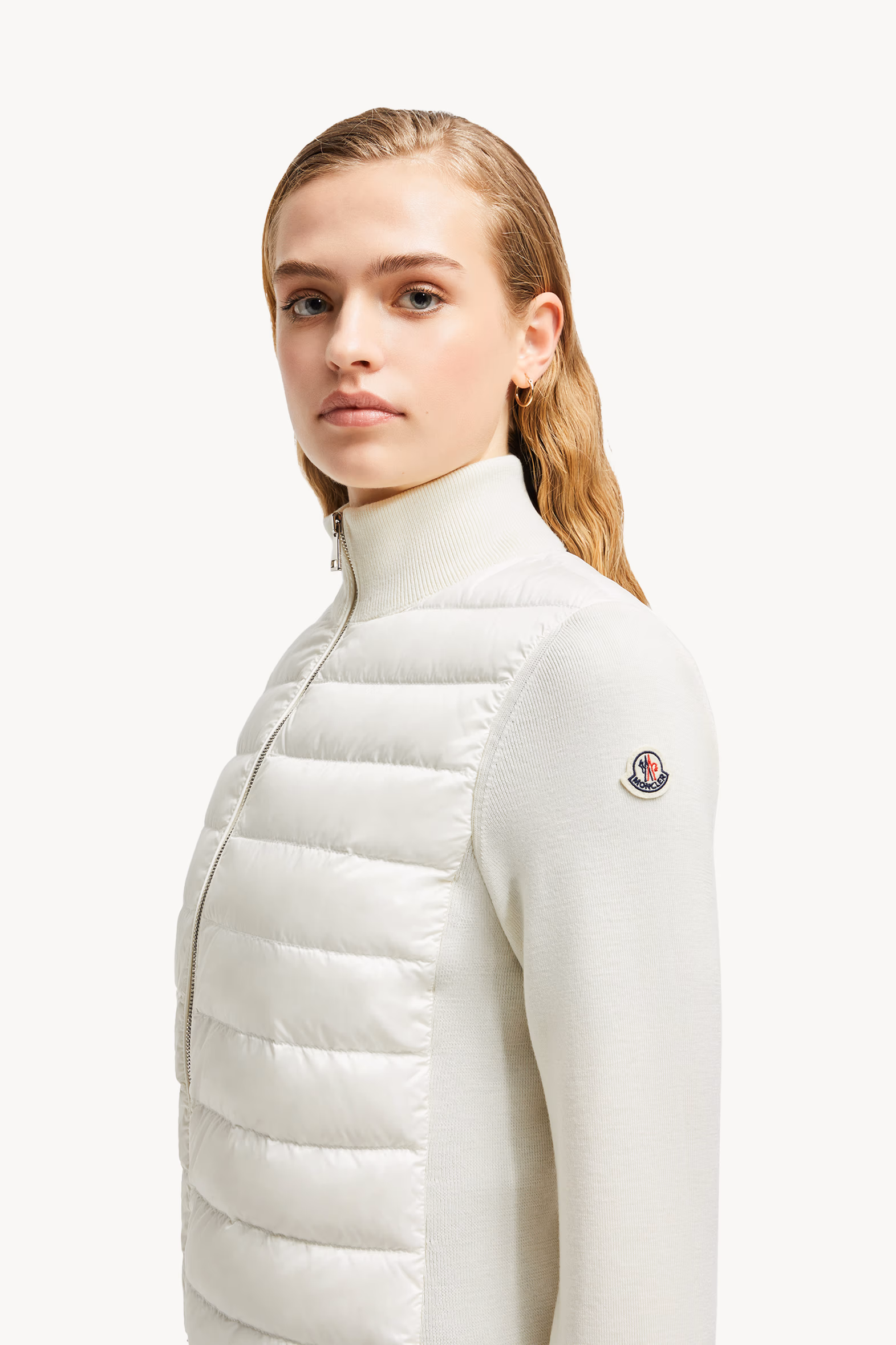 Padded Wool Zip-Up Cardigan Women White Moncler 4